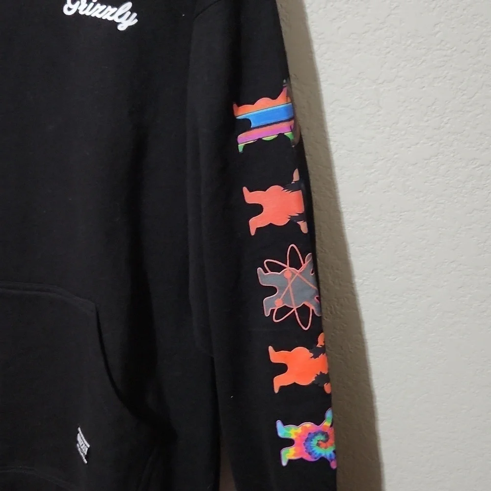 Grateful Dead Hoodie Sweat Shirt Size L Black Hoodie Colorful Bears